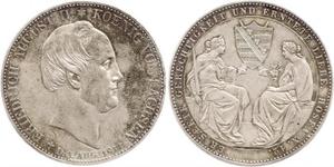 2 Thaler 萨克森王国 (1806 - 1918) 銀 弗里德里希·奥古斯特二世