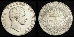 2 Thaler / 3½ Gulden Nassau (stato) (1806 - 1866) Argento Adolfo di Lussemburgo