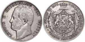 2 Thaler / 3½ Gulden Großherzogtum Hessen (1806 - 1918) Silber Ludwig II. (Hessen-Darmstadt)