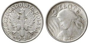 2 Zloty Deuxième République de Pologne (1918 - 1939) Argent 