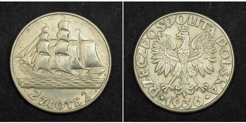 2 Zloty Deuxième République de Pologne (1918 - 1939) Argent 