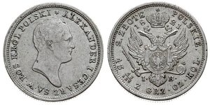 2 Zloty Imperio ruso (1720-1917) Plata Alejandro I (1777-1825)