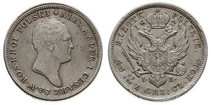 2 Zloty Imperio ruso (1720-1917) Plata Alejandro I (1777-1825)