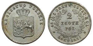 2 Zloty Zarato de Polonia (1815-1915) Plata 