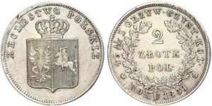 2 Zloty Kongresspolen (1815-1915) Silber 