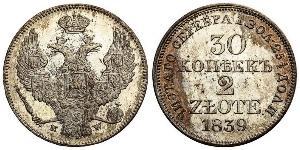 2 Zloty / 30 Copeca Impero russo (1720-1917) Argento Nicola I (1796-1855)