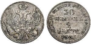 2 Zloty / 30 Copeca Impero russo (1720-1917) Argento Nicola I (1796-1855)