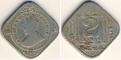 2 Анна Британська Індія (1858-1947) Нікель/Мідь Георг V (1865-1936)