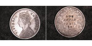 2 Анна Британская Индия (1858-1947) Серебро Виктория (1819 - 1901)