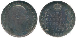 2 Анна Британская Индия (1858-1947) Серебро Эдуард VII (1841-1910)