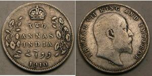 2 Анна Британская Индия (1858-1947) Серебро Эдуард VII (1841-1910)