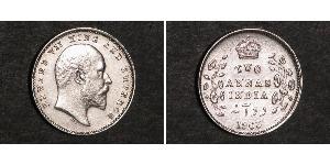 2 Анна Британская Индия (1858-1947) Серебро Эдуард VII (1841-1910)