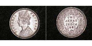 2 Анна Британська Індія (1858-1947) Срібло Вікторія (1819 - 1901)