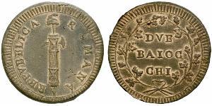 2 Байокко Папская область (752-1870) Медь 