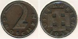 2 Грош Federal State of Austria (1934-1938) Медь 