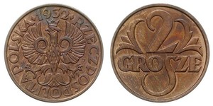 2 Грош Польща / Польська республіка (1918 - 1939) Мідь 