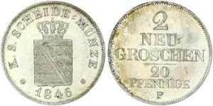 2 Грош / 20 Пфеніг Королівство Саксонія (1806 - 1918)  Фрідріх Август II (король Саксонії)