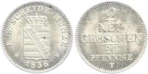 2 Грош / 20 Пфеніг Королівство Саксонія (1806 - 1918)  Фрідріх Август II (король Саксонії)