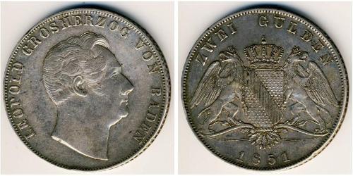 2 Гульден Великое герцогство Баден (1806-1918) Серебро Леопольд (великий герцог Баденский)(1790 – 1852)
