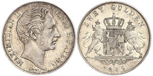 2 Гульден Королевство Бавария (1806 - 1918) Серебро Максимилиан II (король Баварии)(1811 - 1864)