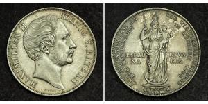 2 Гульден Королевство Бавария (1806 - 1918) Серебро Максимилиан II (король Баварии)(1811 - 1864)