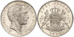 2 Гульден Королевство Бавария (1806 - 1918) Серебро Максимилиан II (король Баварии)(1811 - 1864)