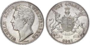 2 Гульден Королевство Вюртемберг (1806-1918) Серебро Вильгельм I (король Вюртемберга)