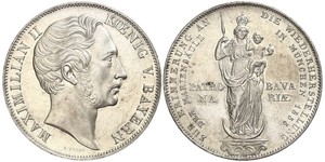2 Гульден Королівство Баварія (1806 - 1918) Срібло Максиміліан II (король Баварії)(1811 - 1864)