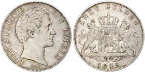 2 Гульден Королівство Баварія (1806 - 1918) Срібло Людвиг I (король Баварії)(1786 – 1868)
