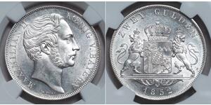 2 Гульден Королівство Баварія (1806 - 1918) Срібло Максиміліан II (король Баварії)(1811 - 1864)