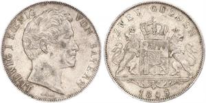 2 Гульден Королівство Баварія (1806 - 1918) Срібло Людвиг I (король Баварії)(1786 – 1868)