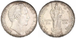2 Гульден Королівство Баварія (1806 - 1918) Срібло Максиміліан II (король Баварії)(1811 - 1864)