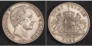 2 Гульден Королівство Баварія (1806 - 1918) Срібло Максиміліан II (король Баварії)(1811 - 1864)