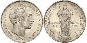 2 Гульден Королівство Баварія (1806 - 1918) Срібло Максиміліан II (король Баварії)(1811 - 1864)