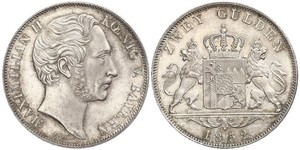 2 Гульден Королівство Баварія (1806 - 1918) Срібло Максиміліан II (король Баварії)(1811 - 1864)