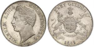 2 Гульден Королівство Вюртемберг Срібло William I of Württemberg