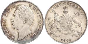 2 Гульден Королівство Вюртемберг Срібло William I of Württemberg
