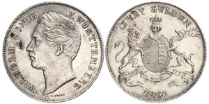 2 Гульден Королівство Вюртемберг Срібло William I of Württemberg