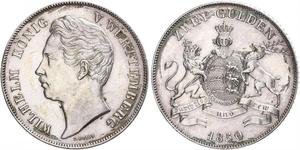 2 Гульден Королівство Вюртемберг Срібло William I of Württemberg