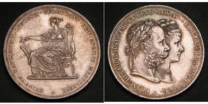 2 Гульден / 2 Флорин Королевство Венгрия (1000-1918) / Австрийская империя (1804-1867) Серебро Франц Иосиф I (1830 - 1916)