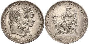 2 Гульден / 2 Флорин Королевство Венгрия (1000-1918) / Австрийская империя (1804-1867) Серебро Франц Иосиф I (1830 - 1916)
