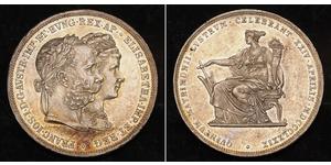 2 Гульден / 2 Флорин Королевство Венгрия (1000-1918) / Австрийская империя (1804-1867) Серебро Франц Иосиф I (1830 - 1916)