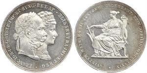 2 Гульден / 2 Флорін Королiвство Угорщина (1000-1918) / Австрійська імперія (1804-1867) Срібло Франц Иосиф I (1830 - 1916)