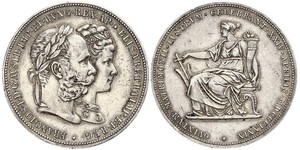 2 Гульден / 2 Флорін Королiвство Угорщина (1000-1918) / Австрійська імперія (1804-1867) Срібло Франц Иосиф I (1830 - 1916)