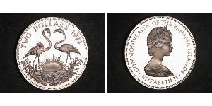 2 Доллар Bahamas (1973 - ) Серебро Елизавета II (1926-2022)