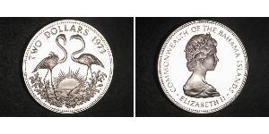 2 Доллар Bahamas (1973 - ) Серебро Елизавета II (1926-2022)