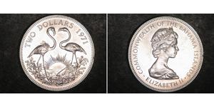 2 Доллар Bahamas (1973 - ) Серебро Елизавета II (1926-2022)