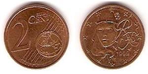 2 Евроцент Пятая французская республика (1958 - ) Сталь/Медь 