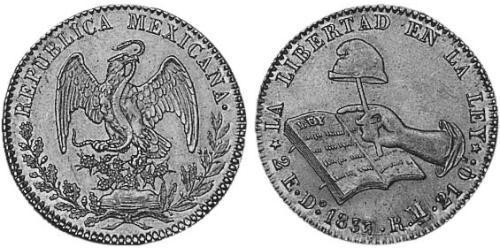 2 Ескудо Second Federal Republic of Mexico (1846 - 1863) Золото 