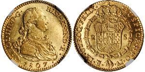 2 Ескудо Іспанська Імперія (1700 - 1808) Золото Карл IV король Іспанії  (1748-1819)